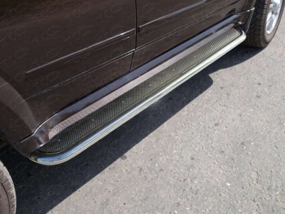 Пороги с площадкой нержавеющий лист 42 мм ТСС для Great Wall Hover H5 2011-2015
