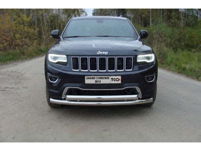 Защита передняя двойная 76-75 мм ТСС для Jeep Grand Cherokee 2013-2021