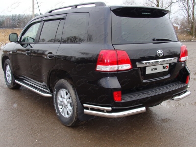 Защита задняя двойные уголки 76-42 мм ТСС для Toyota Land Cruiser 200 2012-2015